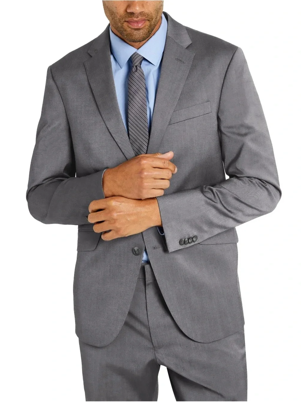 Kenneth Cole Reaction Men's Gray Two-Piece Suit:Blazer 40L & Pants 34W/34L